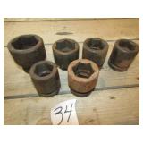 6- 6 POINT 1' DR IMPACT SOCKETS
