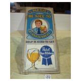 PABST BLUE RIBBON WOOD SIGN 11 X 24