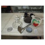STRAWBERRY PITCHER ;ZINC LIDS; OLD BOTTLES; MORE