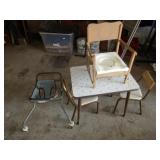 CHILD'S TABLE & CHAIRS; POTTY STOOL; VINTAGE WALKR