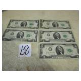 5- 1976 $2 NOTES