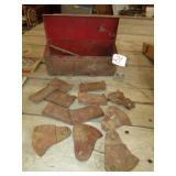 MASSEY HASSIS CAST IRON PARTS; TOOL BOX