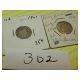 1901, 1906 BARBER DIMES