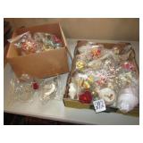 2 FLATS EARLY CHRISTMAS TREE ORNAMENTS W/ BEADS