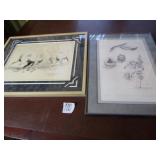 2- FRAMED PENCIL DRAWINGS 1977