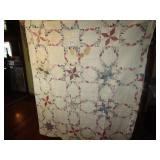 HAND STITCHED YOUTH SIZE QUILT W/ STAINS