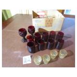 10- RUBY RED JUICE GLASSES ;SHOT GLASSES; MORE