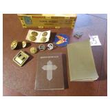 MILITARY BUTTONS ;PINS; POCKET BIBLES