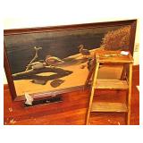 WOOD STEP STOOL ;DUCK PICTURE