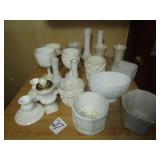 18 PIECES MILK GLASS