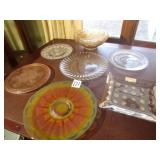 5- SERVING TRAYS - DEPRESSION, CARIVAL ,1940'S