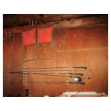 5- FISHING RODS ;2 CAMPING FOLDING CHAIRS; MORE