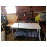 WHITE PLANT TABLE ; WROUGHT IRON PLANT STAND