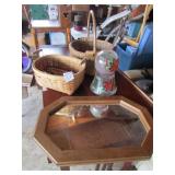 2 BASKETS ; MIRROR; CHRISTMAS CANDLE