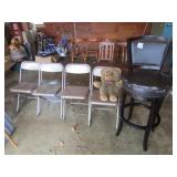 BAR STOOL ; 4 FOLDING CHAIRS