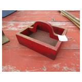 PRIMITIVE WOOD RED PAINTED TOTE
