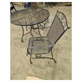 WROUGHT IRON PATIO TABLE AND CHAIRS