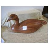 COLLECTIBLE WOOD ? GOOSE 22' LONG W/ GLASS EYES
