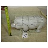 COLLECTIBLE PORCELAIN PIG CUTS OF MEAT PIG 16'