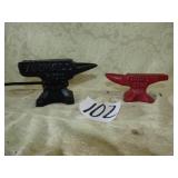 2- IH FARMALL COLLECTIBLE MINI ANVILS 4' ,5'