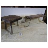 CHILD'S BARBER SHOP BOOSTER CHAIR ; MILKING STOOL