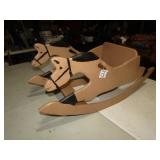 PRIMITIVE TAN WOODEN ROCKING HORSE