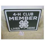 4-H CLUB MEMBER METAL SIGN 101/2' X141/2