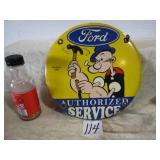COLLECTIBLE PORCELAIN FORD 12' ROUND SIGN