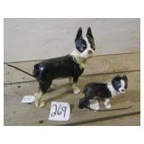 2- CAST IRON BLACK & WHITE DOGS 41/2' & 81/2'