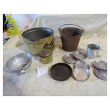 TINWARE ; JAR FUNNEL ;OLD FURNITURE ROLLERS