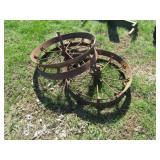 2 STEEL PLANTER WHEELS