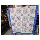VINTAGE H S SCRAPPY STAR QUILT 62' X85'