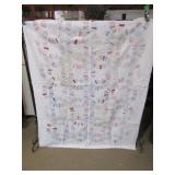 VINTAGE HAND STITCHED DOUBLE WEDDING BAND QUILT ,'