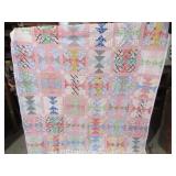 VINTAGE HAND STITCHED QUILT  --67' X 83'