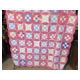 VINTAGE H S GLORIFIED 9 PATCH QUILT 70' X 78'