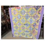 VINTAGE H S SCRAPPY FEED SACK QUILT 64' X 84'