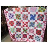 MACHINE SEWN QUILT SCRAPPY PATCH 78' X 90'