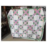 VINTAGE H S 9 PATCH QUILT 70' X 78'
