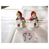 3 1/4' LITTLE RED RIDING HOOD SALT / PEPPER SHAKES