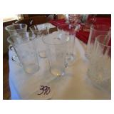 5- 5' FLORAL GLASS W/ FINGER HOLD; MORE