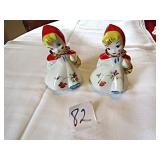 5 3/4' LITTLE RED RIDING HOOD SALT / PEPPER SHAKES