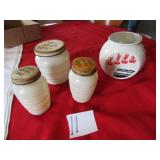 4 PIECES VINTAGE BAKER'S SALT / PEPPER , JARS