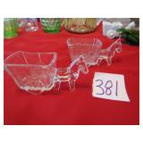 2- 41/2' HORSE & CART CANDY DISHES