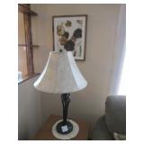 MODERN WROUGHT IRON BASE TABLE LAMP ; WALL PICTURE