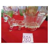 91/2' CLEAR GLASS HORSE & CART CANDY DISH