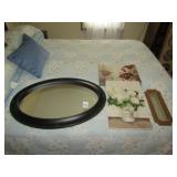 30' OVAL MIRROR ; 2 CANVAS PRINTS ; 14' MIRROR