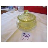 5' YELLOW DEPRESSION FLORENTINE CANDY DISH W/ LID