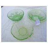 3 GREEN DEPRESSION SERVING BOWLS
