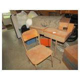 2 VINTAGE SCHOOL DESK & CHAIRS