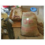 BIG PILE BURLAP POTATO BAGS 20+